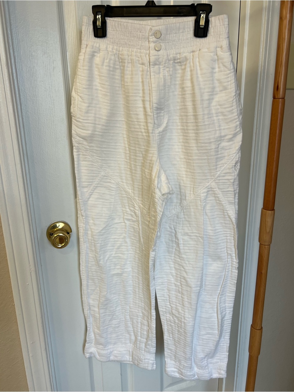 FP Movement White Women’s Casual Linen-Blend Pants